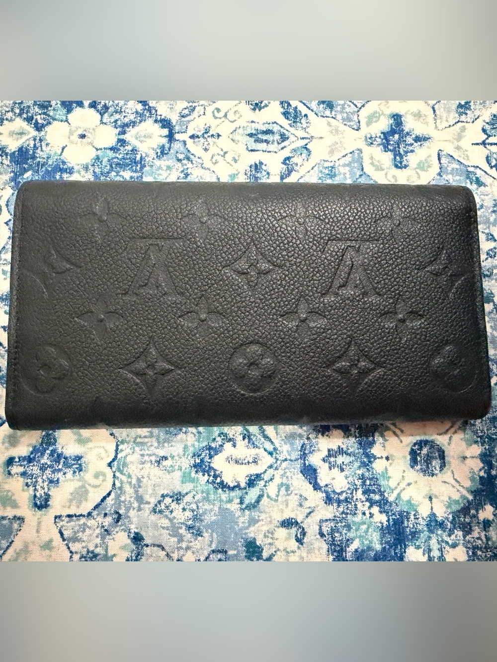 Louis Vuitton Black Monogram Empreinte Envelope Clutch Wallet with Gold Snap - Picture 2 of 14